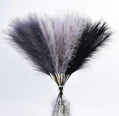 LSKYTOP Orange Pampas Grass Decor,23Inch 12pcs Faux Pampas Grass Bouquets Artificial Pampas Fake Pampas Flower for Home Living Room Bedroom Vase Decor