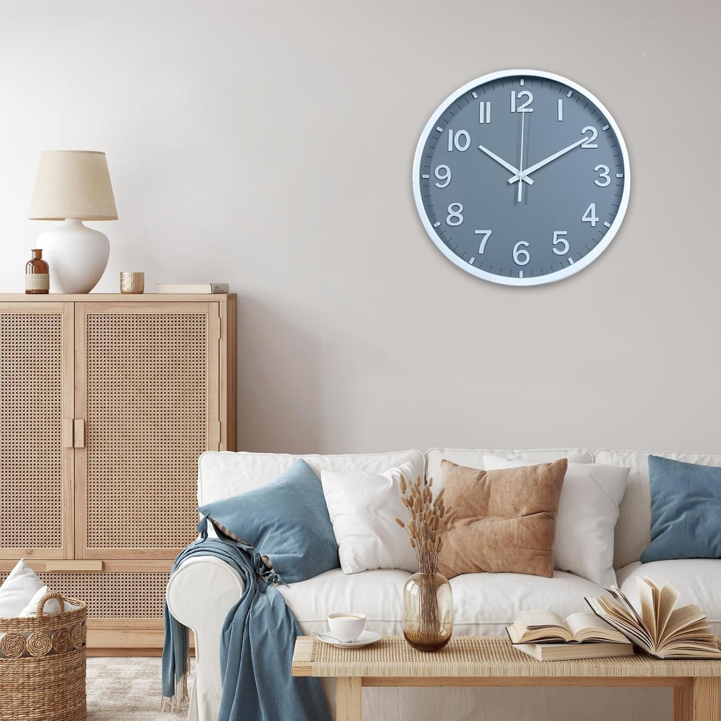 Wall Clocks Battery Operated 8 inch Modern Wall Clock,Silent Non Ticking Wall Clock for Living Room Bedroom Kitchen Office Classroom Decor (Green White)