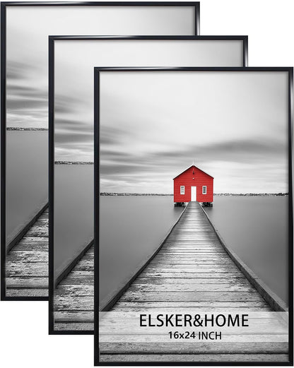 ELSKER&HOME 22.375 x 34 Poster Frame 3 Pack, Black Picture Frame for Horizontal or Vertical Wall Mounting, Sturdy and Scratch-proof