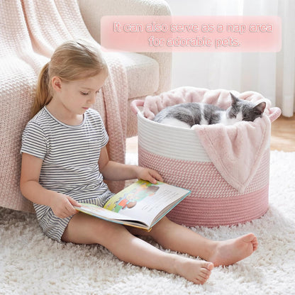 Artfeel 70L Large Cotton Rope Basket, Decorative Woven Blanket Storage for Living Room, Boho Toy Storage & Toy Box for Kids, Versatile Laundry Basket & Nursery Hamper for Blankets(Brown)