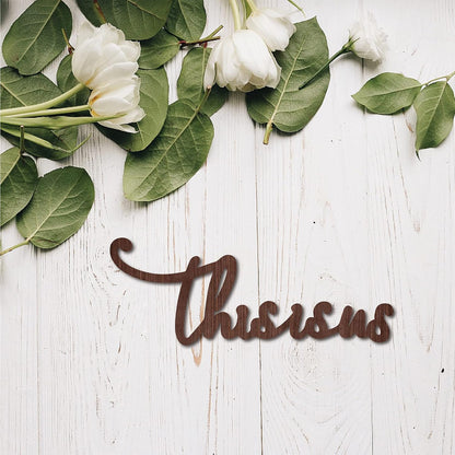 CREATCABIN Cutout Sign Family Letter Wooden Wall Art Decor Wood Word Sculpture Signs Rustic Farmhouse for Housewarming Home Front Door Entryway Wall Decoration, Brown, 11.9 x 5.5inch