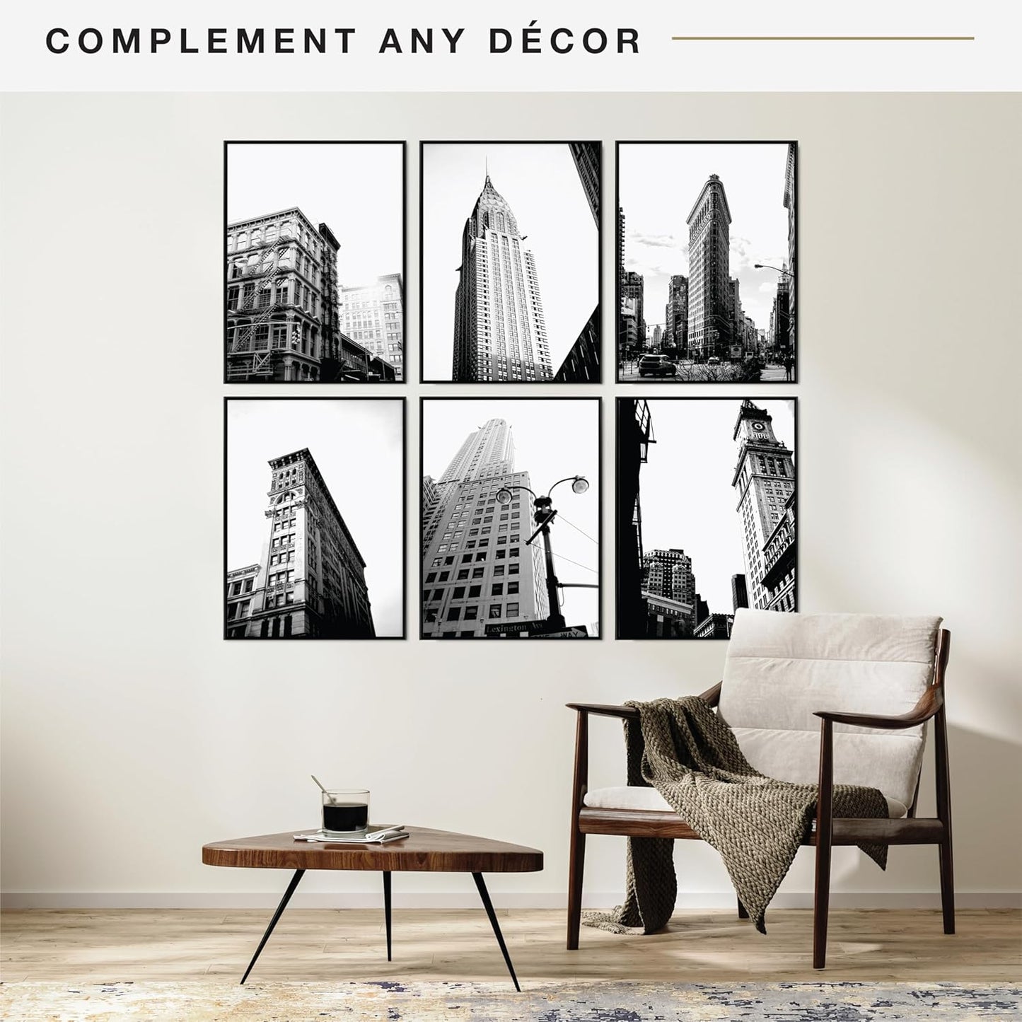MCS Original Poster Frame 24x36 Black Lightweight Vertical & Horizontal Wall Hanging Large Picture Frame for Posters, Art Prints & Gallery Wall (6-Pack)