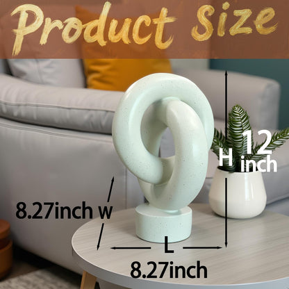 10" Modern Abstract Ribbon Decorative Sculpture, Knot Sculptures,Home Decor,Coffee Table Statues,Dining Living Room Desk Decor（White）
