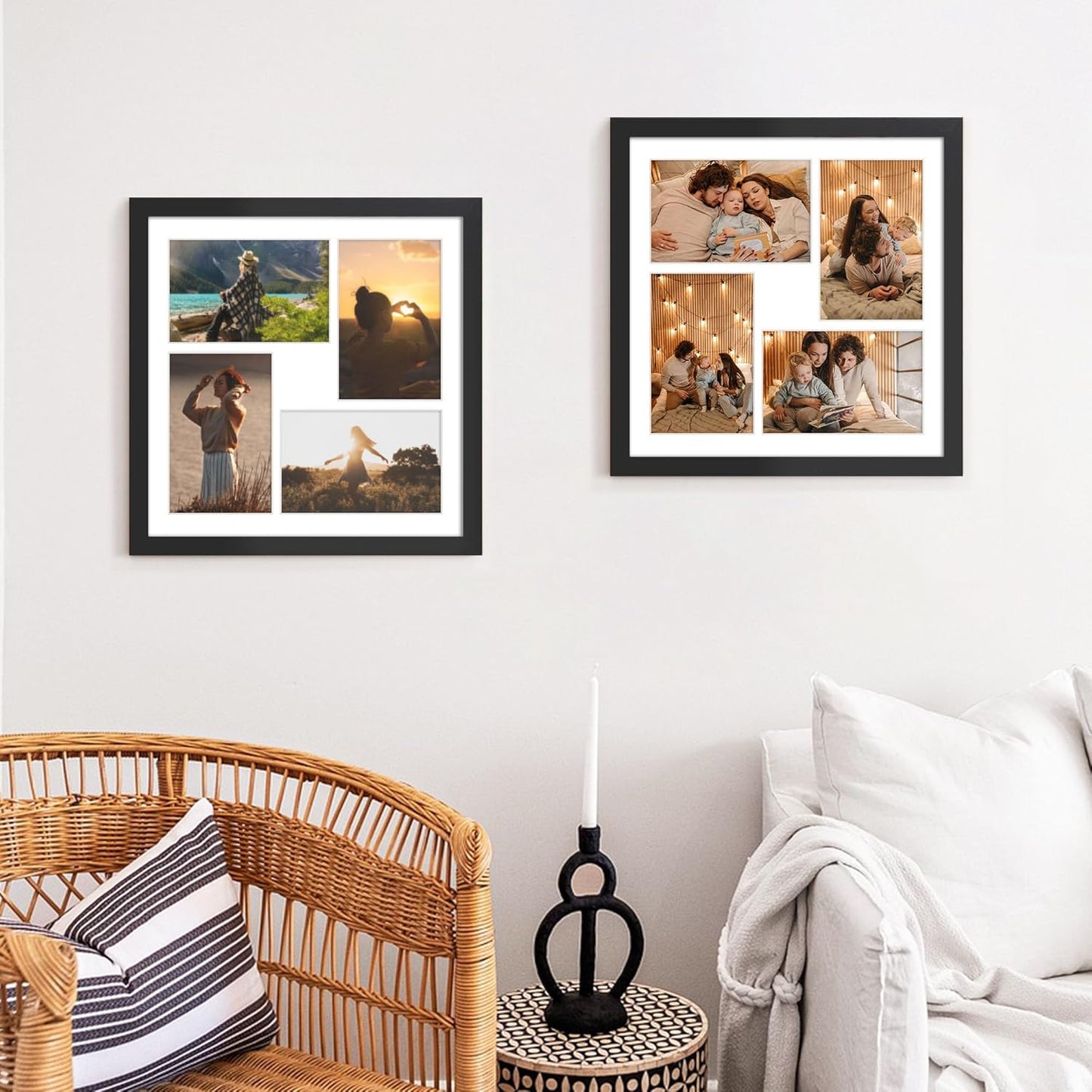 DUENPY 14x26 Collage Picture Frame 4x6 Collage Picture Frame Displays Twelve 4x6 inch Photos Available Horizontal Wall Mounting Display and Vertical Black - Colors B
