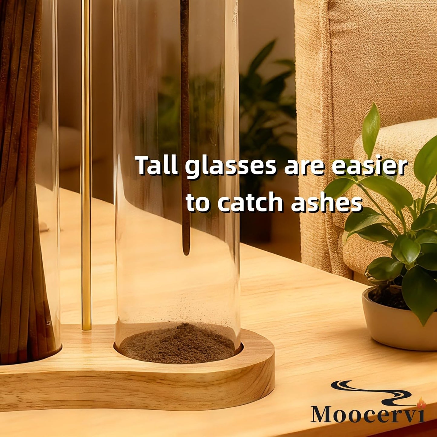 Incense Holder,2 in 1 Incense Sticks Burner Holder with Storage,Hang Upside Down Incense Holder for Sticks with Glass Ash Catcher for Meditation Yoga Spa Room Decor (Brown)