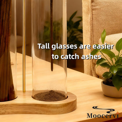 Incense Holder,2 in 1 Incense Sticks Burner Holder with Storage,Hang Upside Down Incense Holder for Sticks with Glass Ash Catcher for Meditation Yoga Spa Room Decor (Brown)