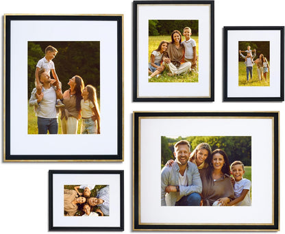 Camden Reed Mixed Gallery Wall Frame Set, (2) 16x20 Inch, (1) 11x14 Inch, and (2) 8x10 Inch, 9 Piece, Brass
