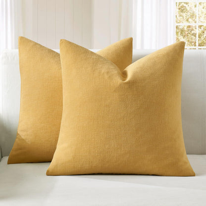 MIULEE Olive Green Couch Pillow Covers 18x18 Inch, Set of 2 Soft Chenille Decorative Square Throw Pillow Covers Farmhouse for Sofa Living Room Bed
