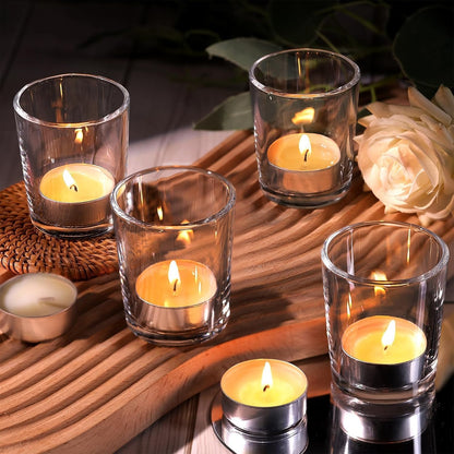 Letine 36-Pack Votive Candle Holders - Clear Glass Tea Light Holders - Glass Votive Candle Holder Bulk for Wedding Centerpieces/Home Table Decor/Propose/Christmas and Spring Party Decor