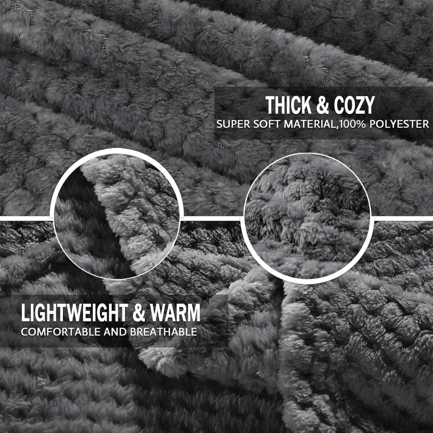 Exclusivo Mezcla Fleece Throw Blanket Extra Large, Super Soft and Warm Blankets for Couch, Sofa and Bed Waffle Textured, Cozy, Fuzzy and Lightweight (Slate Blue, 50x70 Inches)