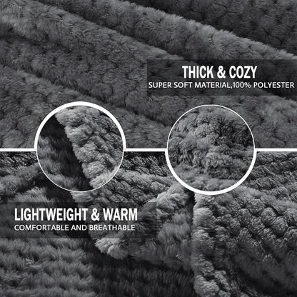 Exclusivo Mezcla Fleece Throw Blanket Extra Large, Super Soft and Warm Blankets for Couch, Sofa and Bed Waffle Textured, Cozy, Fuzzy and Lightweight (Slate Blue, 50x70 Inches)