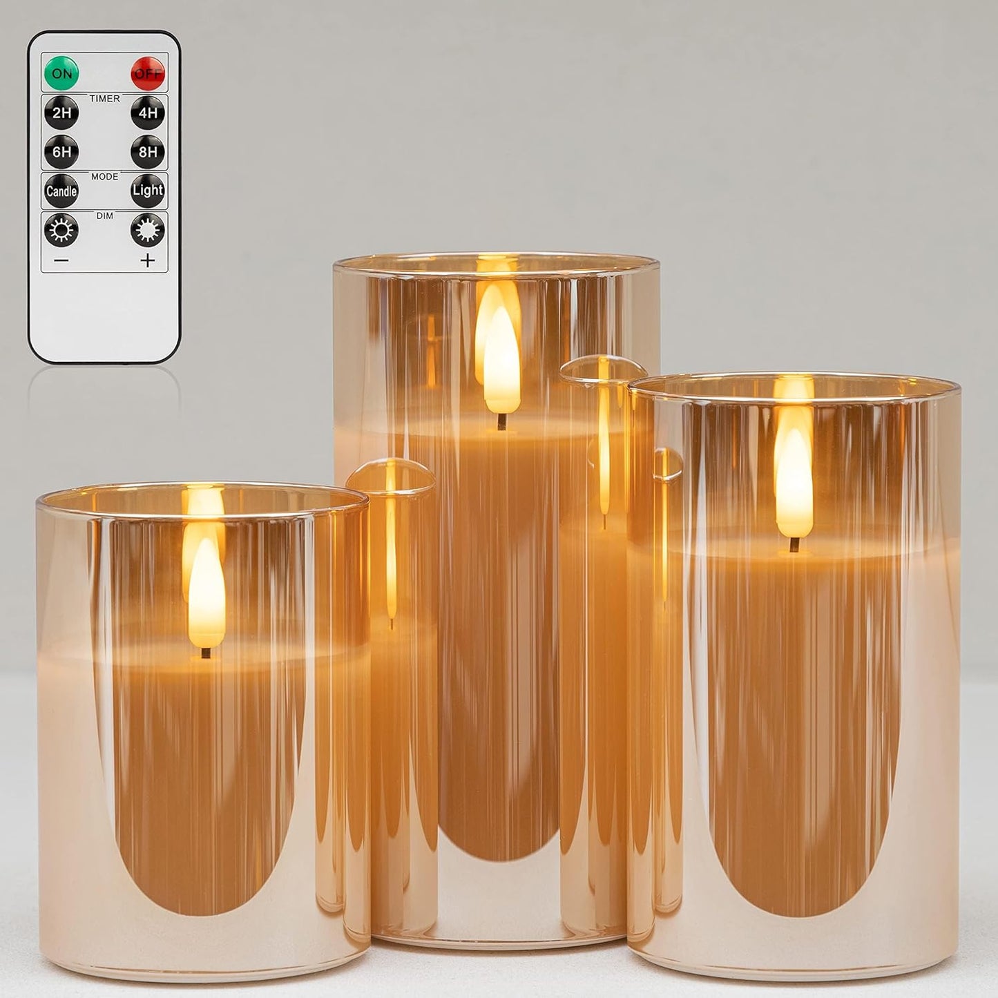 ANGELLOONG Flickering Flameless Candles, Realistic Battery Operated Candles with Remote and Timer, Set of 3 LED Candles for Room Fall Home Wedding Decor Centerpieces Table Party Valentines Decorations