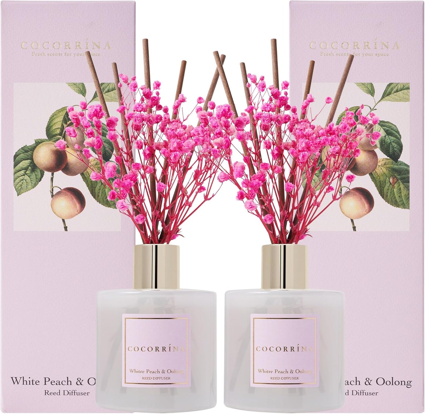 Cocorrína Reed Diffuser Set, Clean Linen 6.7 fl oz Scented Diffuser with Sticks Home Fragrance Reed Diffuser for Bathroom Shelf Decor