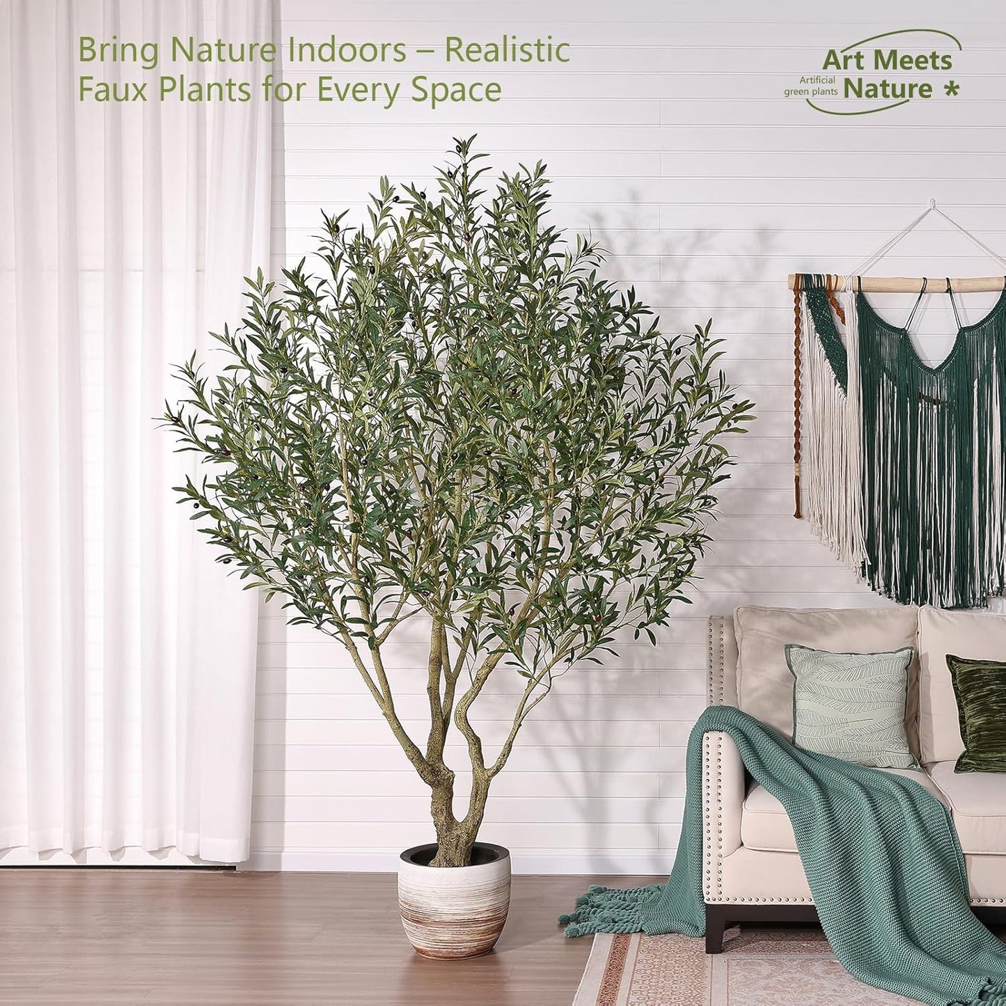 Verinatural Olive Tree Artificial Indoor 6ft - UV Resistant Large Fake Plants - Realistic Faux Olive Tree in Pot - Tall Artificial Plants Outdoor for Home, Patio, Living Room, Office Decor,VN138
