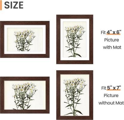 upsimples 5x7 Picture Frame Set of 10, Display Pictures 4x6 with Mat or 5x7 Without, Multi Photo Frames Collage for Wall or Tabletop Display, Black