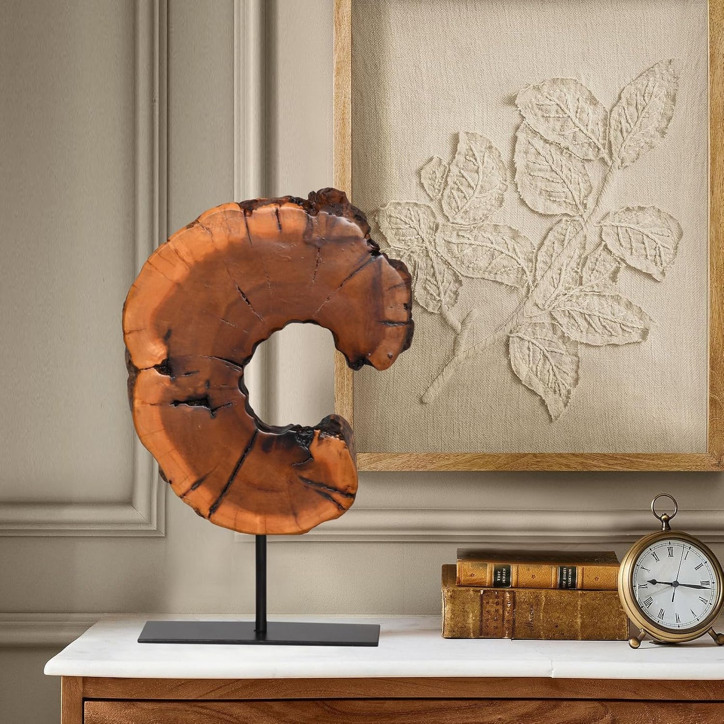 WELLAND Irregular Cedar Wood Sculpture 8.75" W x 1.75" D x 17.75" H Natural Edge Tabletop Statues, Handmade Ornaments, Décor for Living Room, Home Office, Bedroom,