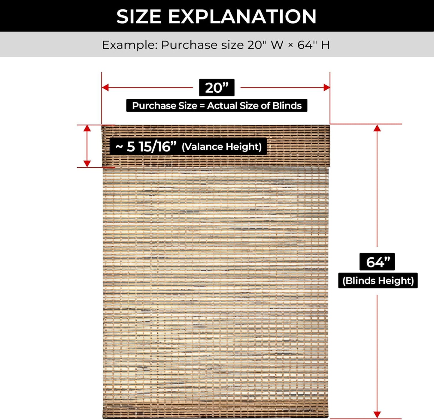 UNISHADES Cordless Bamboo Roman Shades for Windows, Blinds Size (26.5" W ×48" H) Colour (Highfield Teak)