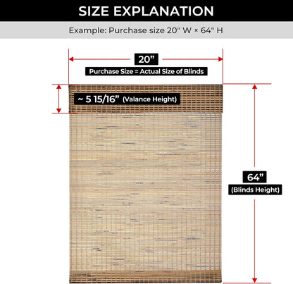 UNISHADES Cordless Bamboo Roman Shades for Windows, Blinds Size (26.5" W ×48" H) Colour (Highfield Teak)