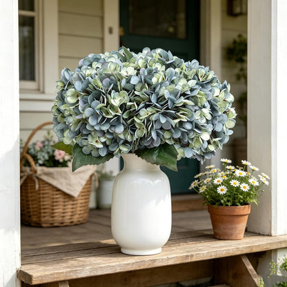 Kimura's Cabin 6pcs White Hydrangea Artificial Flowers Silk Fake Hydrangeas Faux Hydrangea Flowers with Stems for Wedding Bouquets Arrangement Home Table Centerpieces Baby Shower Party Decoration