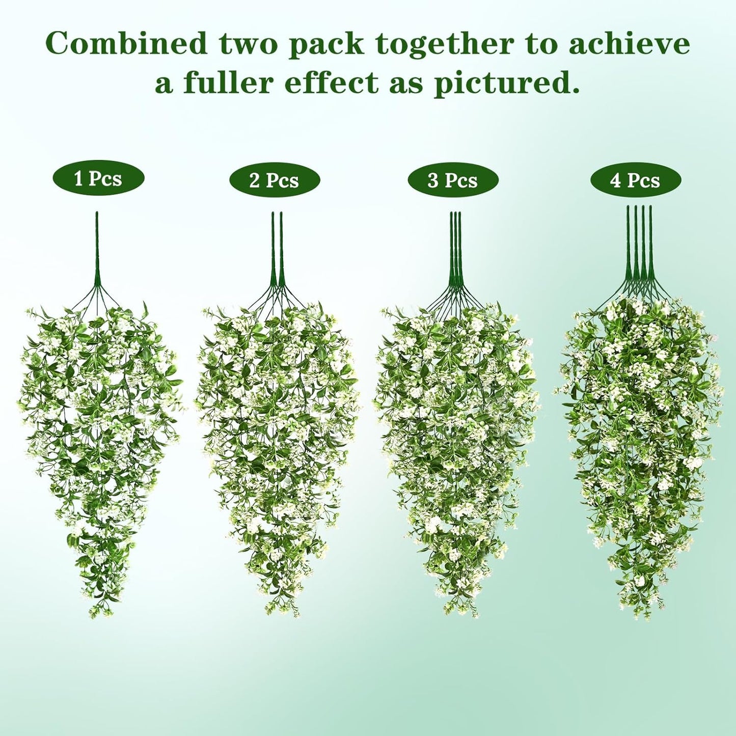 Waipfaru 4Pcs Fake Hanging Plants 2.7ft Fake Plants Eucalyptus Leaves UV Resistant Fake Vines Ivy Artificial Plants Outdoor Faux Plants Indoor Bedroom Living Room Boho Wall Porch Shelf Decor