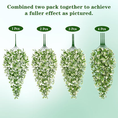 Waipfaru 4Pcs Fake Hanging Plants 2.7ft Fake Plants Eucalyptus Leaves UV Resistant Fake Vines Ivy Artificial Plants Outdoor Faux Plants Indoor Bedroom Living Room Boho Wall Porch Shelf Decor
