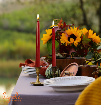 Hyoola Tall Taper Candles - 10 Inch Metallic Gold Unscented Dripless Taper Candles - 8 Hour Burn Time - 4 Pack