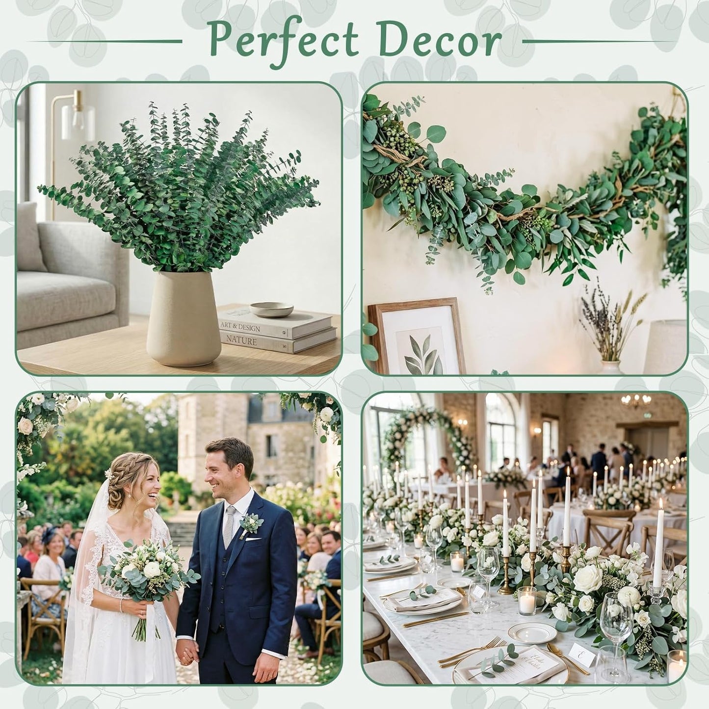50 Pcs Preserved Eucalyptus Stems, 17 Inch Real Dried Eucalyptus Branches for Shower, Vase Arrangements, Home Decor, Wedding, Bathroom