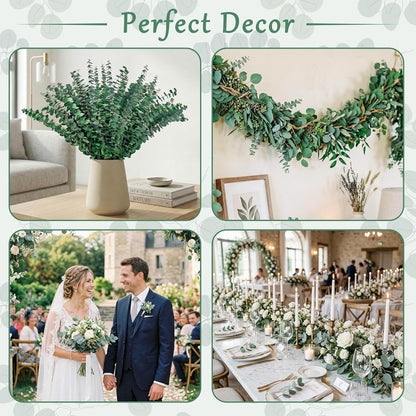 50 Pcs Preserved Eucalyptus Stems, 17 Inch Real Dried Eucalyptus Branches for Shower, Vase Arrangements, Home Decor, Wedding, Bathroom