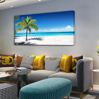 Baisuart S02250 Canvas Prints Wall Art Beach Sunset Ocean Waves Nature Pictures Stretched Canvas Wooden Framed for living Room Bedroom and Office