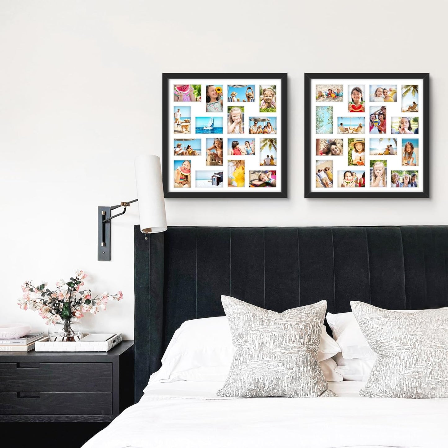 DUENPY 14x26 Collage Picture Frame 4x6 Collage Picture Frame Displays Twelve 4x6 inch Photos Available Horizontal Wall Mounting Display and Vertical Black - Colors B