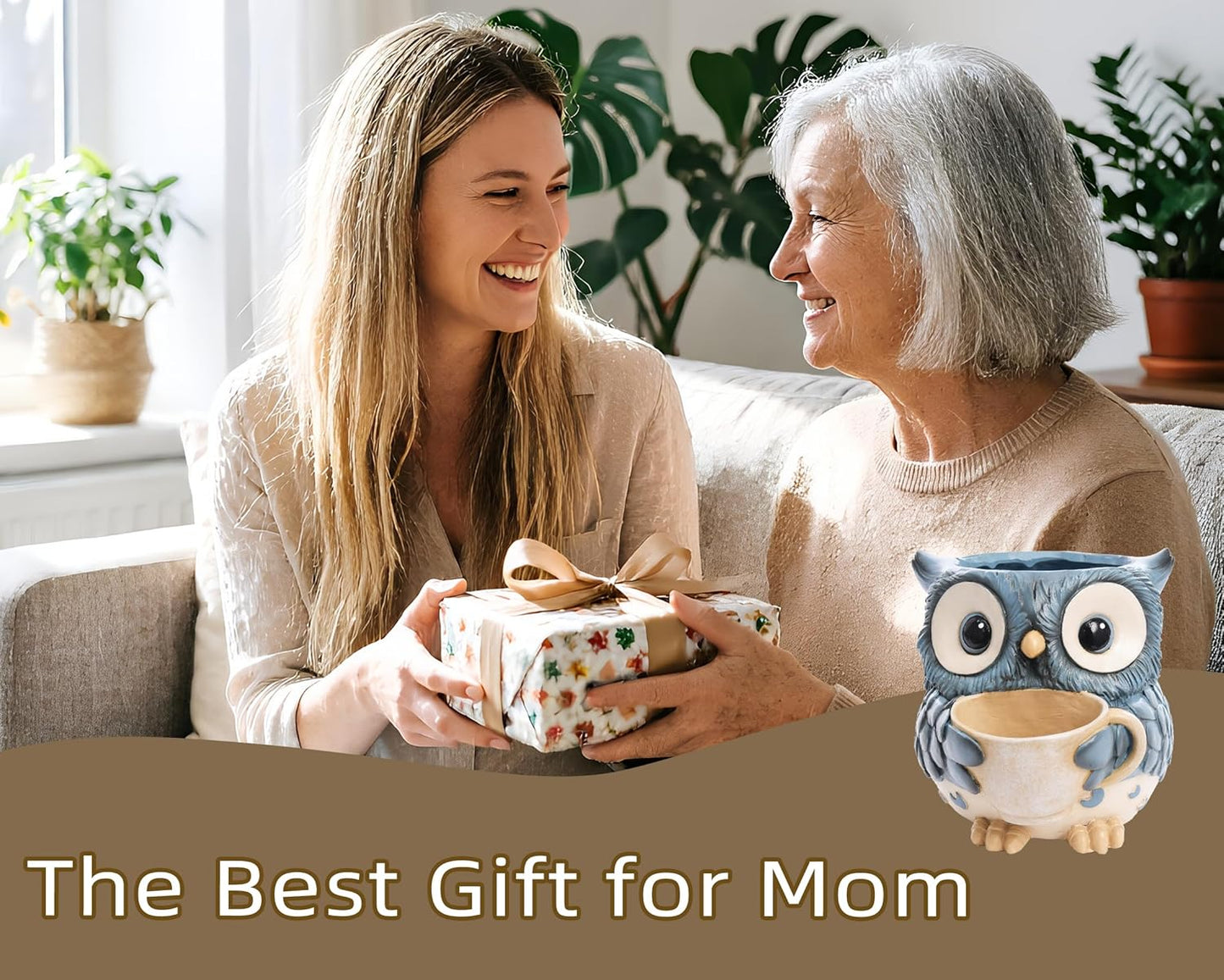 Saysmile Unique Owl Plant Pots Indoor, Cute Small Succulent Pots with Drainage Hole, Rocking Chair Planters for Outdoor Indoor Plants, Resin Flower Pot for String of Pearls, Gift Ideas for Mother