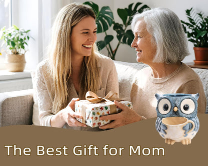 Saysmile Unique Owl Plant Pots Indoor, Cute Small Succulent Pots with Drainage Hole, Rocking Chair Planters for Outdoor Indoor Plants, Resin Flower Pot for String of Pearls, Gift Ideas for Mother
