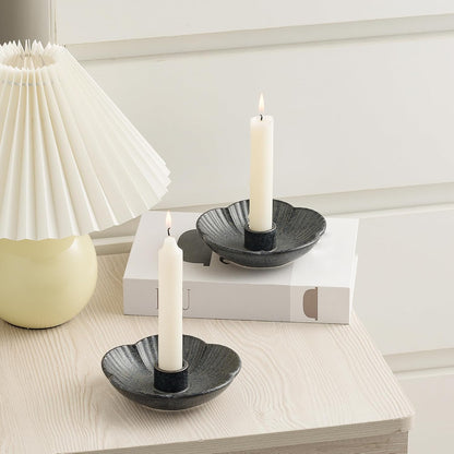 Ceramic Candlestick Holder， Candle Holder for Taper Candles,Incense, Santo Palo, Halloween Christmas Wedding Parties, Dining Room Home Decoration Display - Camel