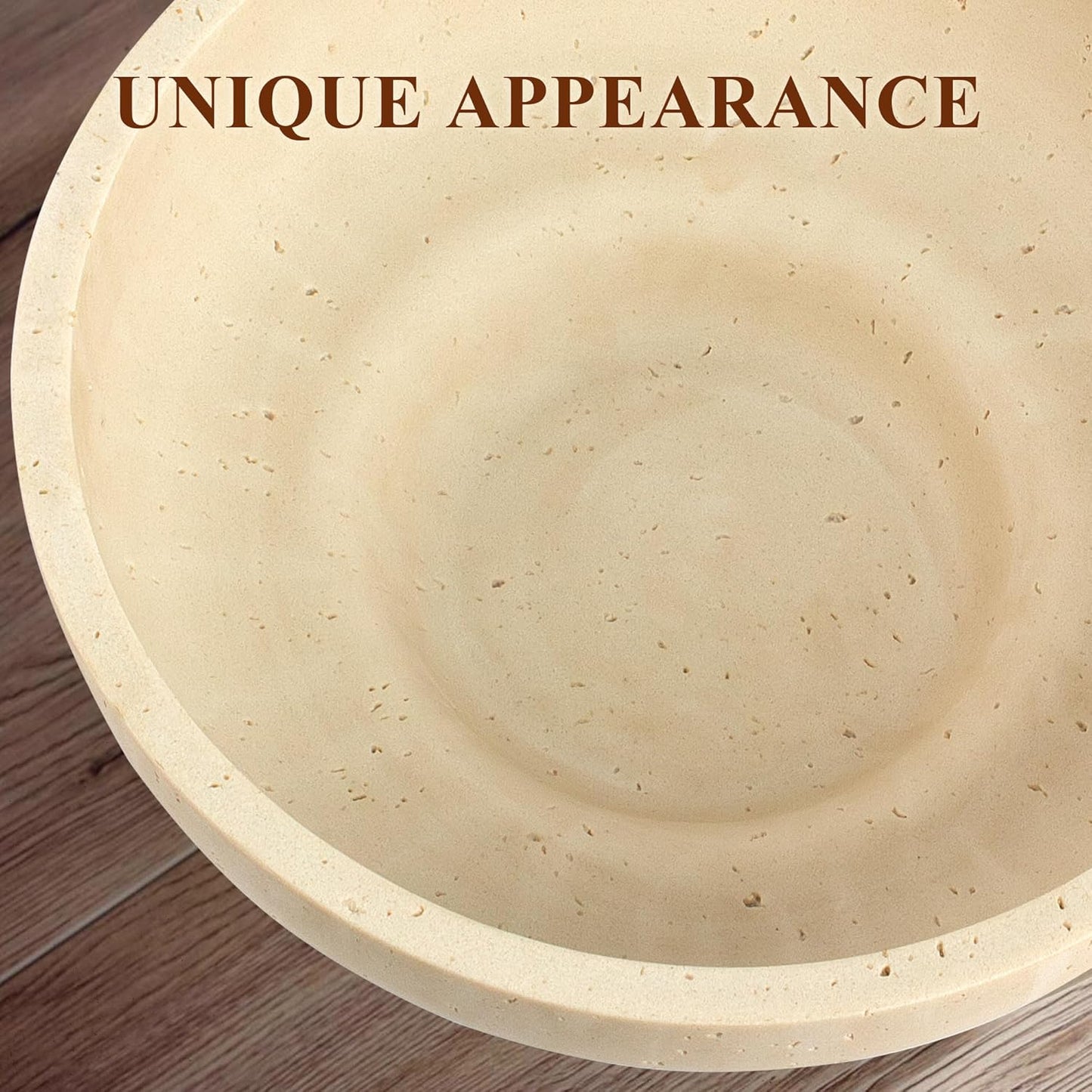 YMXYJM Large Decorative Bowl, Modern Handicraft Resin Bowls for Home Decor, Decorative Fruit Bowl for Kitchen Counter, Stylish Key Bowl for Entry Table, Artificial Stone Resin Beige
