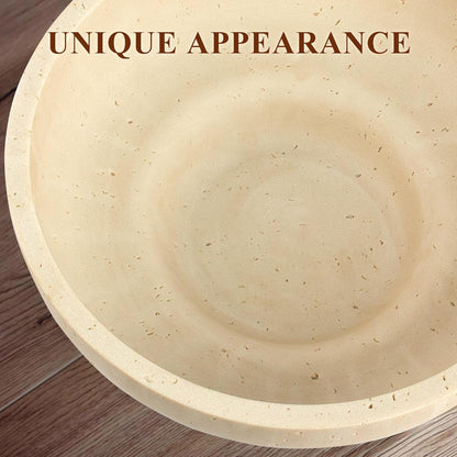 YMXYJM Large Decorative Bowl, Modern Handicraft Resin Bowls for Home Decor, Decorative Fruit Bowl for Kitchen Counter, Stylish Key Bowl for Entry Table, Artificial Stone Resin Beige
