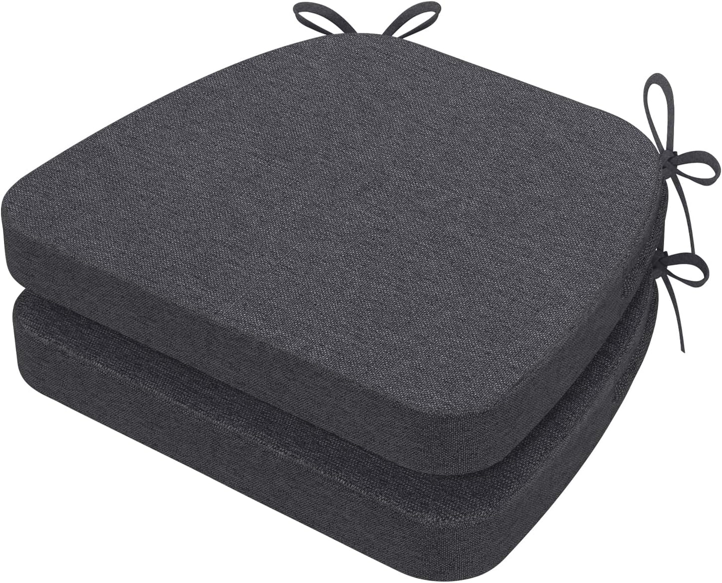 AAAAAcessories D-Shaped Chair Cushions, 2" Thick Dining Chair Pads with Ties and Removable, Machine-Washable Cover, 17" x 16", Set of 4, Oatmeal Beige - Colors A