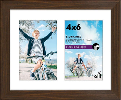 Americanflat 4x6 Collage Picture Frame with Shatter-Resistant Glass - Fits Five 4x6 Photos or Use as One 11x14 Picture Frame - Signature Collection - Collage Frames for Wall Display - Black