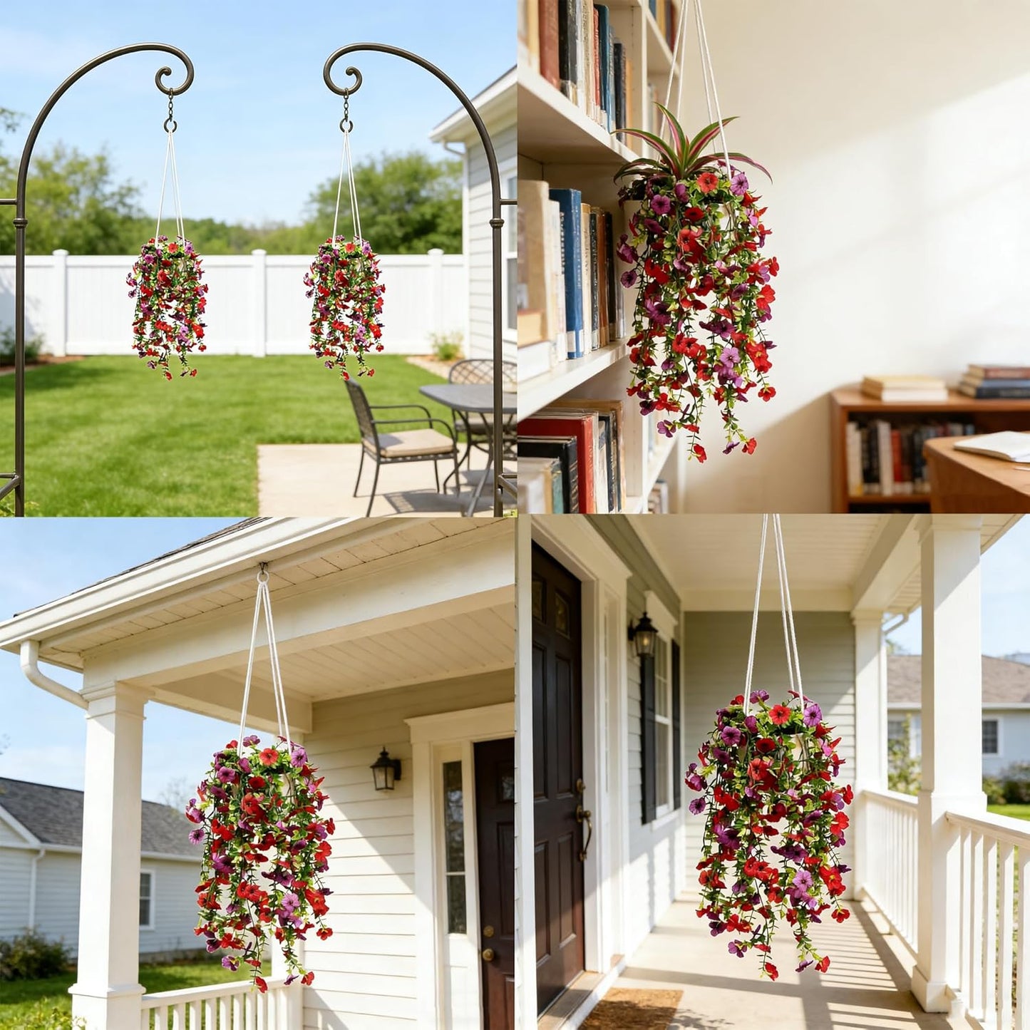 Comtelek Fake Hanging Plants with Lights Artificial Plants for Home Decor Macrame Plant Hanger with Fake Vines Faux Hanging Planter for Wall Ceiling Bedroom Bathroom Kitchen Office Boho Decor Indoor