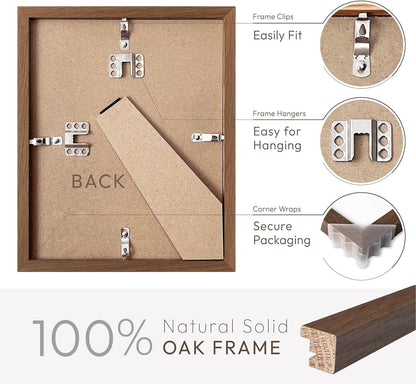 5x7 Picture Frame, Solid Oak Wood 5 x 7 Photo Frame with Mat to 4x6, 7x5 Picture Frames for Wall and Tabletop Display, (Walnut Set of 1)
