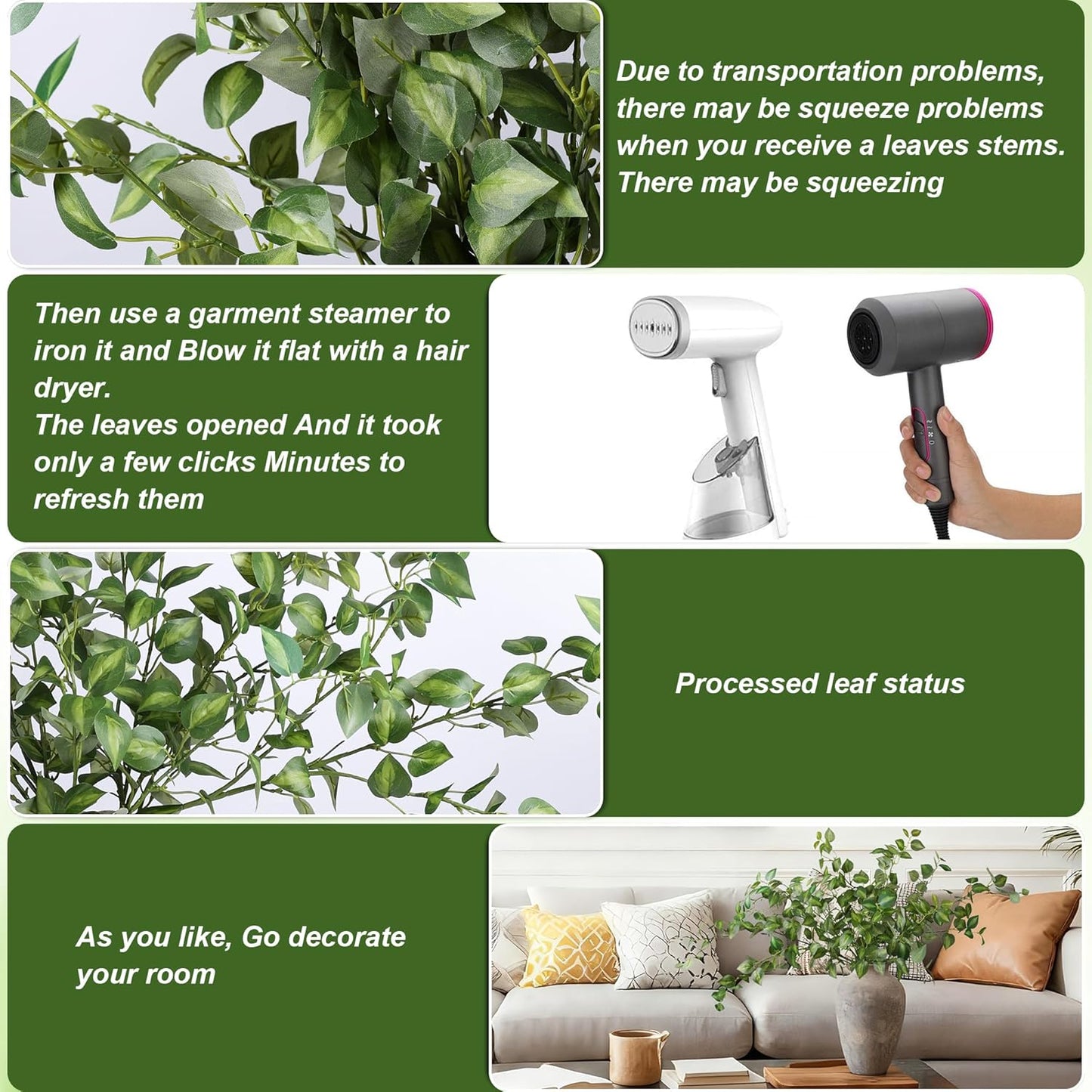 HyeFlora 5PCS Artificial Eucalyptus Leaves Stem Plants for Spring Decor, 32.7 inch Fake Leaves Greenery Branches Green Shrubs Silk Faux Foliage DIY Stems for Festival Home Kitchen Farmhouse(Green)