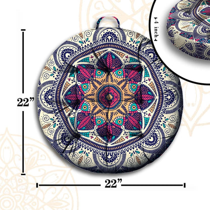 Mandala Meditation Cushion, Boho Meditation Mat, Meditation Pillows for Sitting on Floor, Cushions for Sitting in Home and Outdoor, Square Floor Pillow Cushion Seating for Yoga Accessories 22'' X 22''