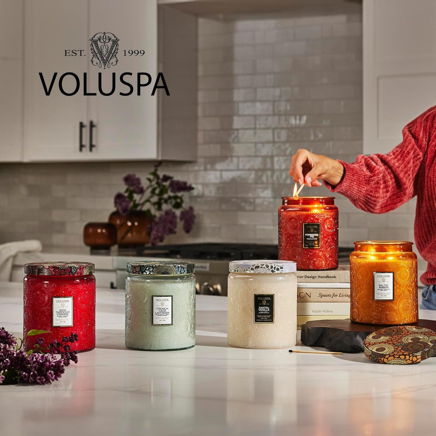 Voluspa Baltic Amber Candle, 18 oz, Coconut Wax Blend, Scented Candles for Home, 100 Hour Burn Time, Candle Jar