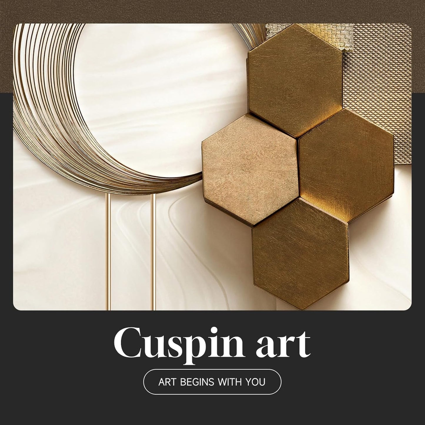 Framed Modern Luxury Gold Wall Art, Set of 3 Piece Contemporary Paintings Artwork for Walls, Golden Prints Pictures with Gold Frame, Wall Decor for Living Room, Hallway, Bedroom, Office 16x24 Inch