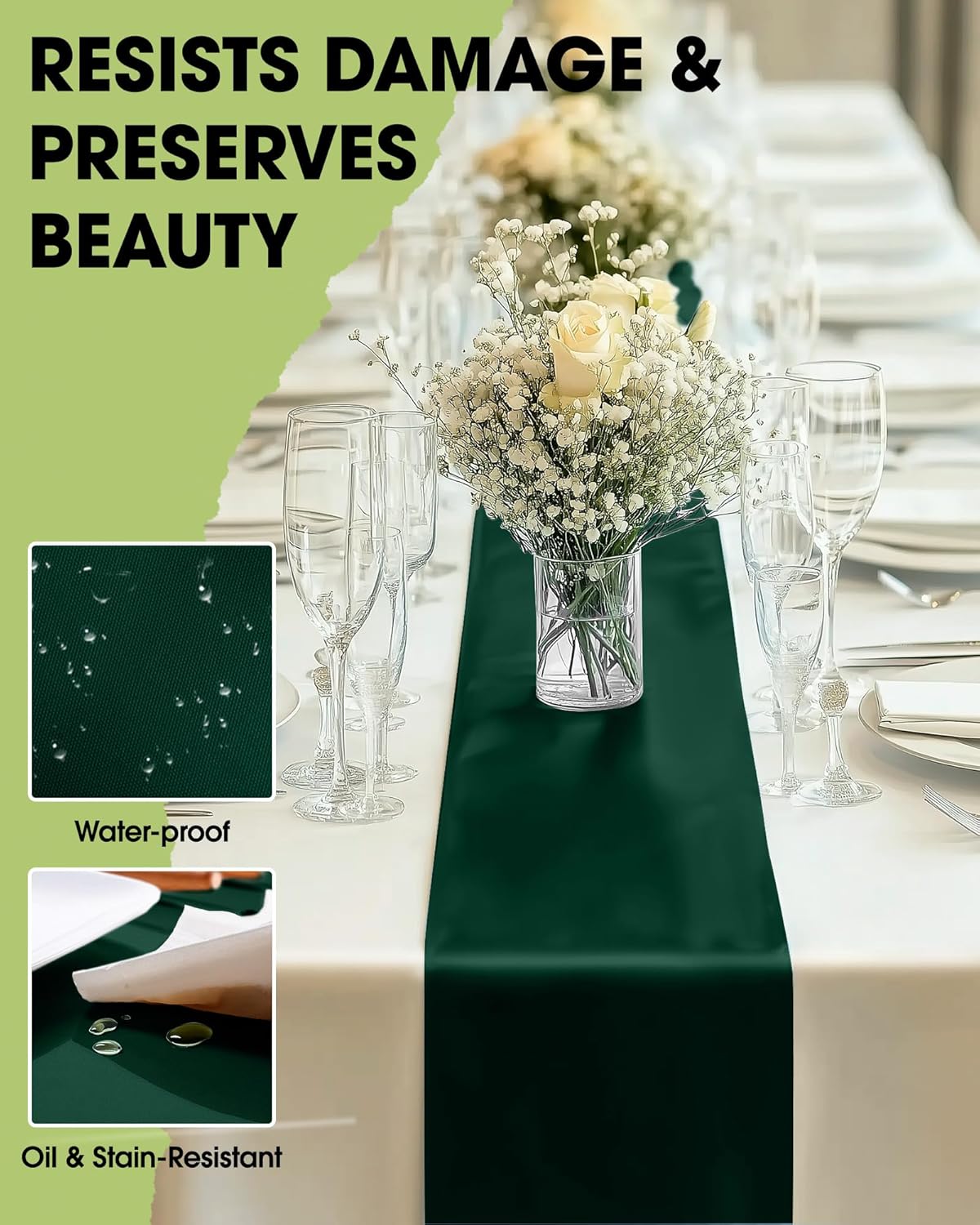 Pureegg Gold Plastic Table Runners - 10 Pack, 14'' x 108'', Water Resistant & Disposable Centerpiece Decorations for Table Cloth, Wedding, Birthday, Holiday, Baby Shower, Party, Home Decor