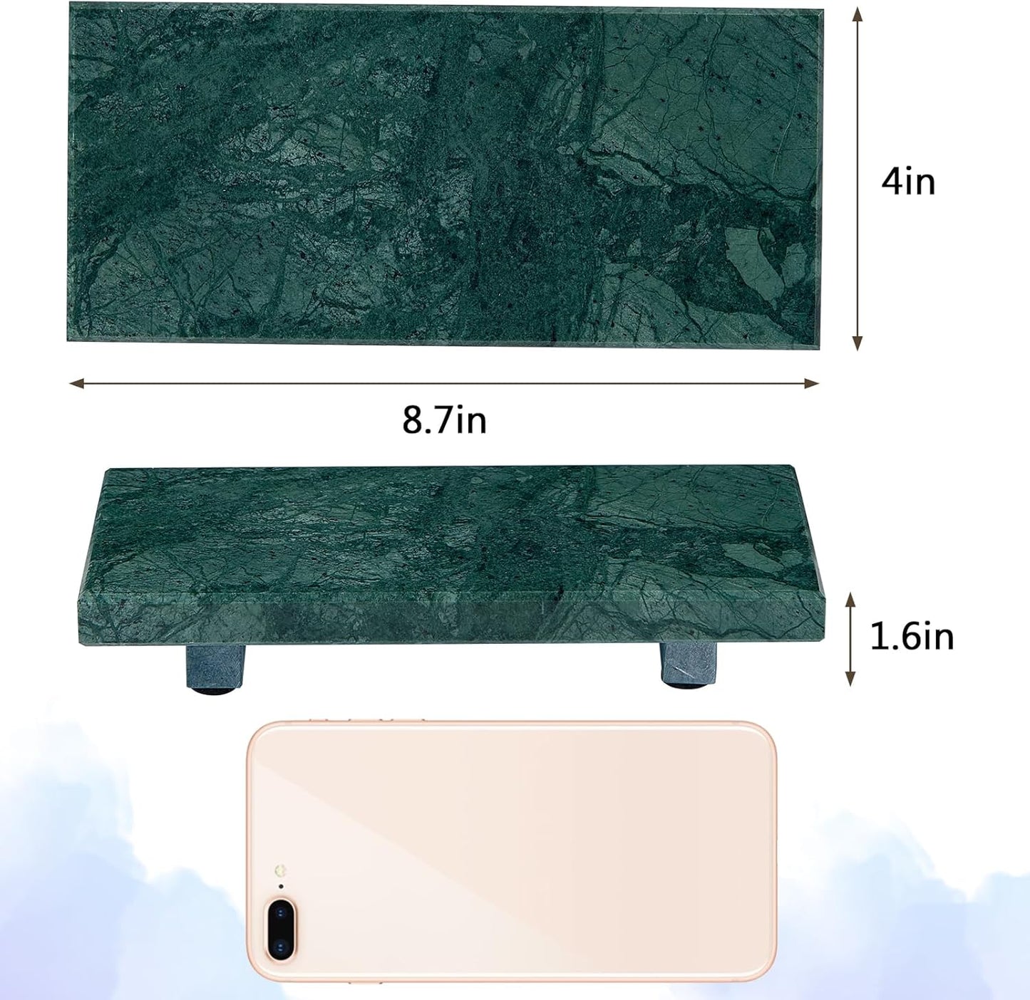 Natural Marble Tray Pedestal Stand – Soap & Jewelry Riser for Bathroom Counter, Kitchen Sink, Vanity Organizer, Decorative Stone Catchall for Perfume, Candles