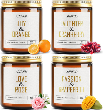 AOOVOO Scented Candles - 4PC Candle Set, 36 oz Soy Candles, Soy Candle for Home Scented, Lavender/Vanilla/Eucalyptus/Sage