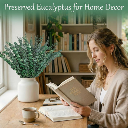 50 Pcs Preserved Eucalyptus Stems, 17 Inch Real Dried Eucalyptus Branches for Shower, Vase Arrangements, Home Decor, Wedding, Bathroom