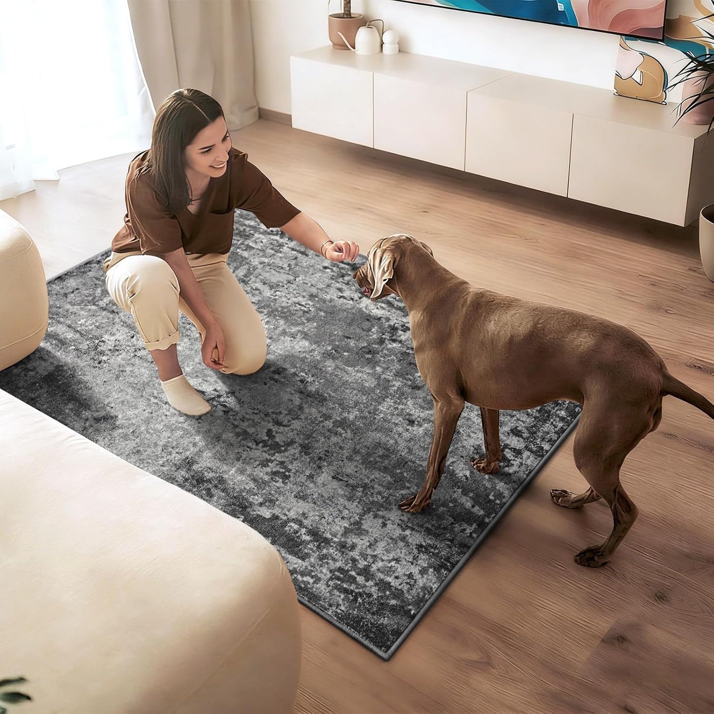 Ompaa 2x6 Rug Runners for Hallways Kitchen Runner Rug Non Slip Washable Grey Long Runner Rugs with Rubber Backing Soft Abstract Carpet Runner for Hallways, Kitchen, Bedroom, Bathroom, Entryway - Colors B
