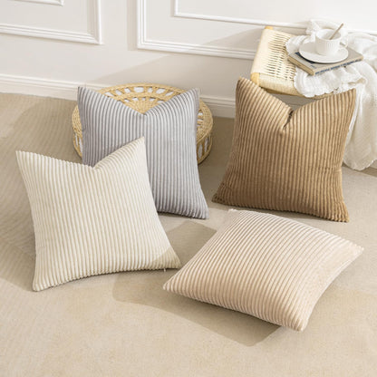 MIULEE Boho Farmhouse Sage Green Throw Pillow Covers 18x18 Inch Set of 4 Mordern Nordic Cushion Covers Soft Corduroy Spring Home Decor for Couch Bed Sofa Living Room Forest Green
