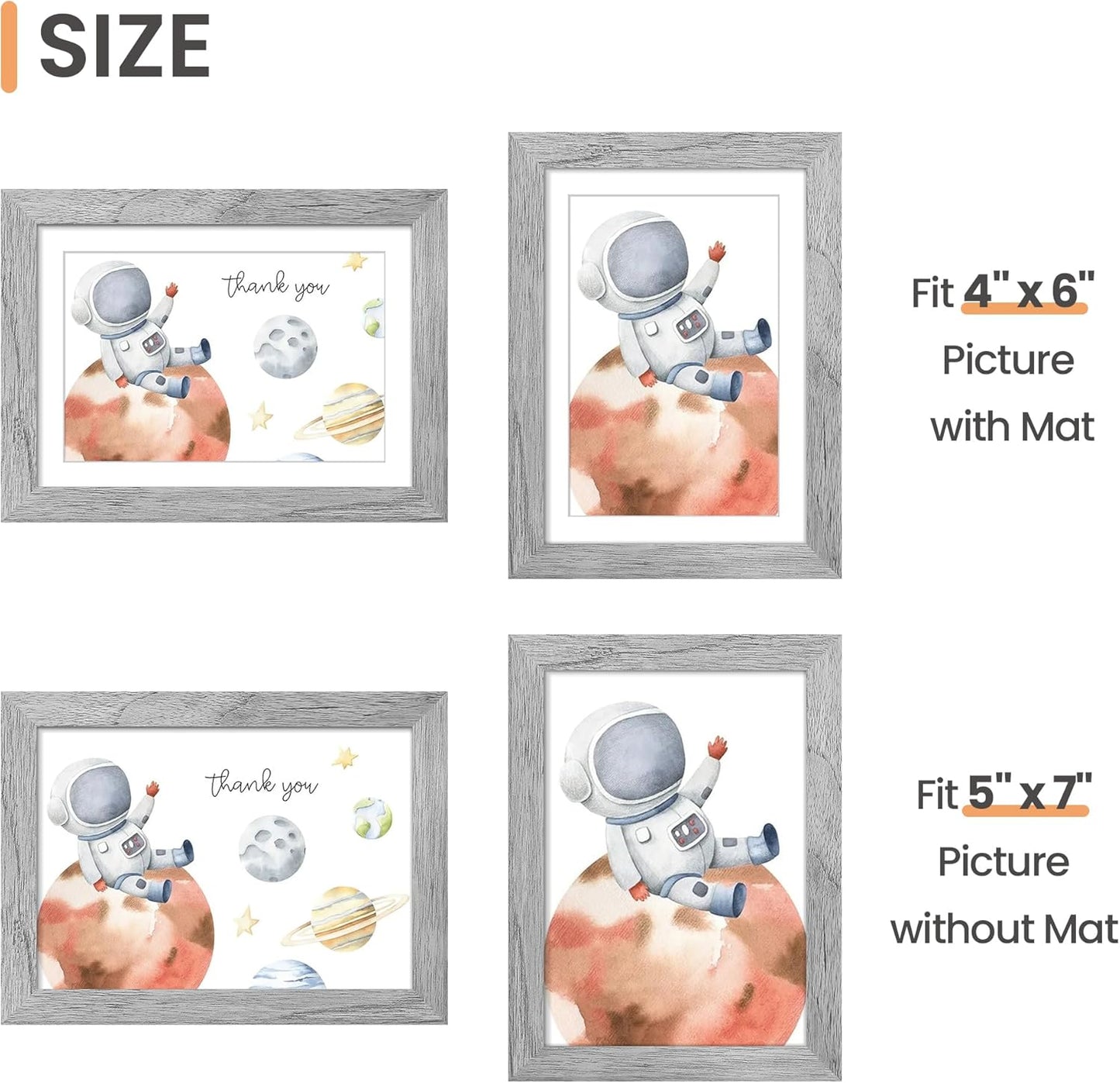 upsimples 5x7 Picture Frame Set of 10, Display Pictures 4x6 with Mat or 5x7 Without, Multi Photo Frames Collage for Wall or Tabletop Display, Black